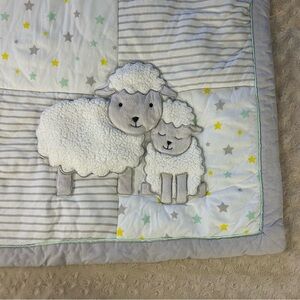 Child of Mine by Carter's Lamb Stars Baby Blanket Comforter Quilt Gray White